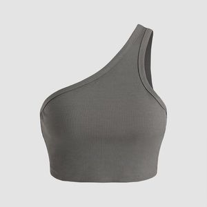 Solid one shoulder gray tank top